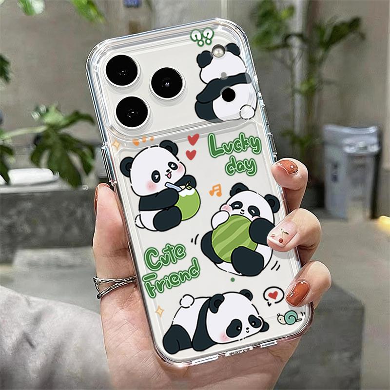 Lovely Baby Panda Pattern Case For iPhone 17 Pro Max Coque iPhone 16 15 14 13 12 Pro Max 11 Clear TPU Silicone Soft Cover