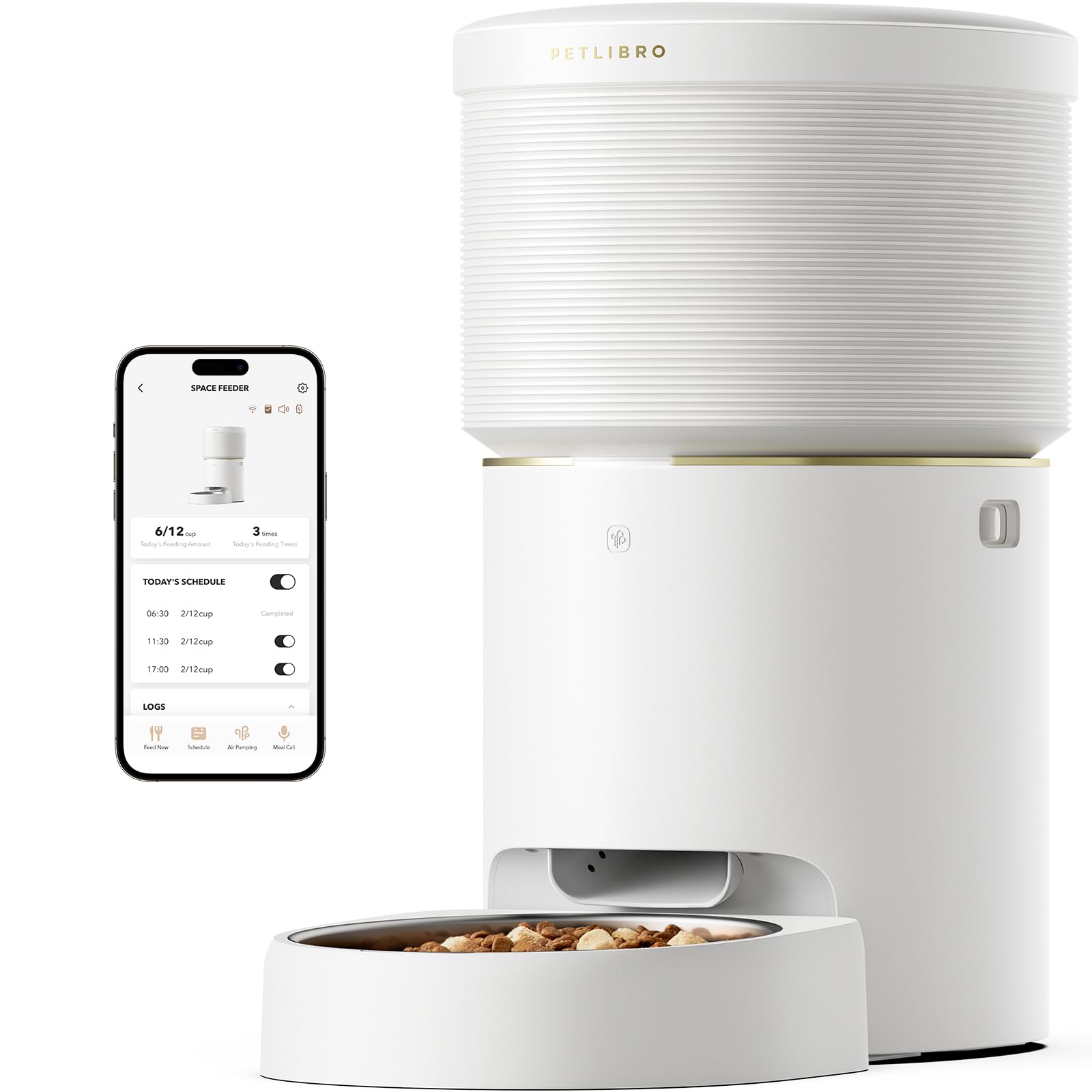 

PETLIBRO Space Автоматическая кормушка для домашних животных, кошек и собак, смартфон с дистанционным управлением 8 л, большая автоматическая 5G, фиксированная мощность, нержавеющая сталь, простая в использовании, белая кормушка, вакуум,