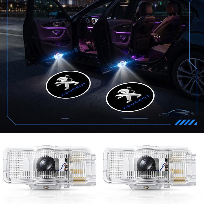 2pcs HD Led Welcome Light Car Door Projector Lamps Car Accessories For Peugeot 107 108 206 207 208 301 307 308 405 406 407 408 508 807 2008 3008 4008