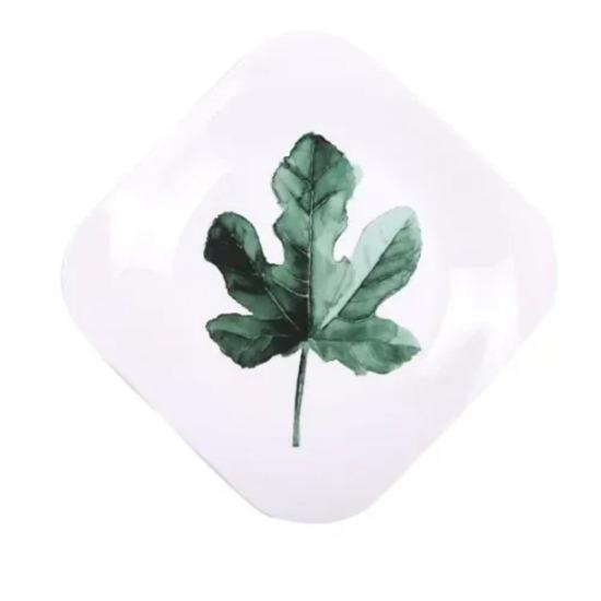 8 Inch Green Plants Ceramic Plates Dinner Porcelain Dessert Plate Beef Dish Fruit Plate Cake Tray Food Ceramic Tableware 1pc