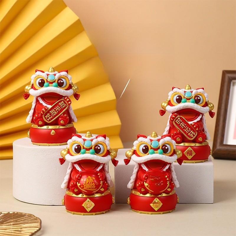 Chinese Style Resin Lion Figurine Home Decor For New Year Celebration Gift