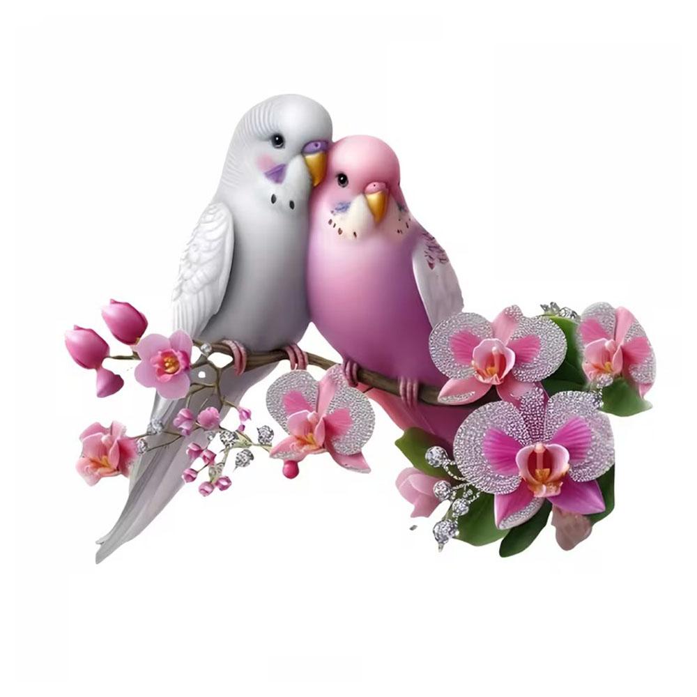 

QT2408#15cm Pink & White Love Birds with Orchid Decals, Waterproof Vinyl Stickers for Car, Laptop,Glass Surface 15cm-longest side
