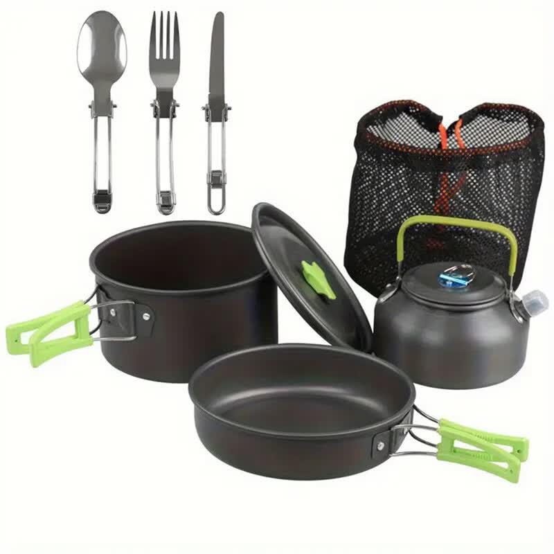 Gongziyu DS308 Portable 2-3 Person Outdoor Cookware Set with Kettle