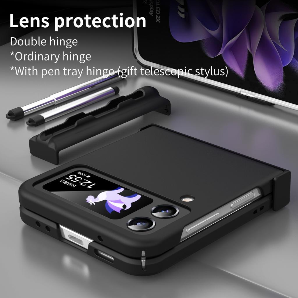 Capacitance Pen For Samsung Galaxy Z Flip 3 4 Dual Hinge Case With Touch Pen Slot Holder Cover For Galaxy Z Flip 4 5g Case Funda