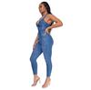 Europäischer und Amerikanischer Stil Schlankmachender Ärmelloser Neckholder Jumpsuit Jeans