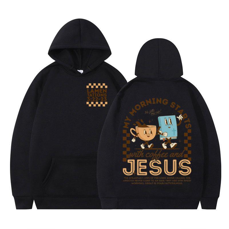 

Coffee and Jesus Retro Christian Fashion Hoodie Men Women Harajuku Sweatshirt Long-sleeved Casual Y2k Clothes Vintage Pullover 3XL