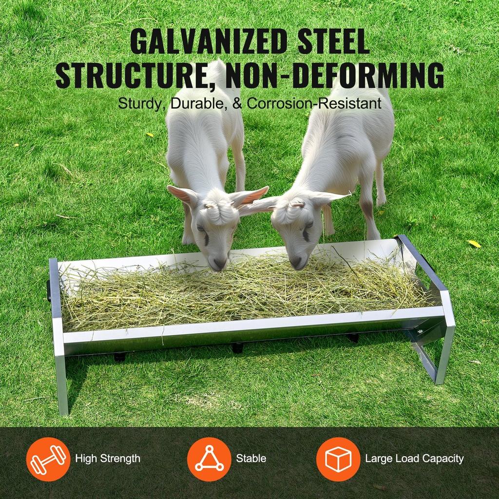 Livestock Feeding Trough 22 Gallon Capacity 45" Goat Feeder for 10 Sheep