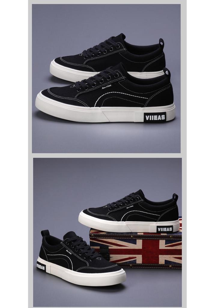 Spring Men's Korean-Style Canvas Lace-up Sneakers - Trendy, Breathable, Casual Low-top Board Shoes
