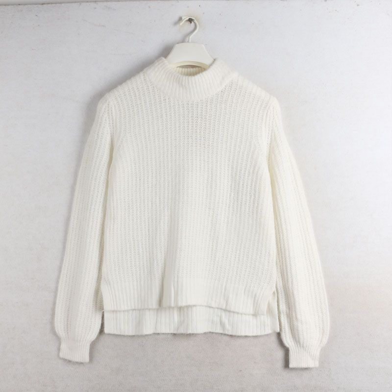 

House Fall and Winter New Arrival Export European and American Women s Clothing Loose Plus Size Casual Sweater Long Sleeve Knitwear Bottoming Shirt White M: Bust size 108