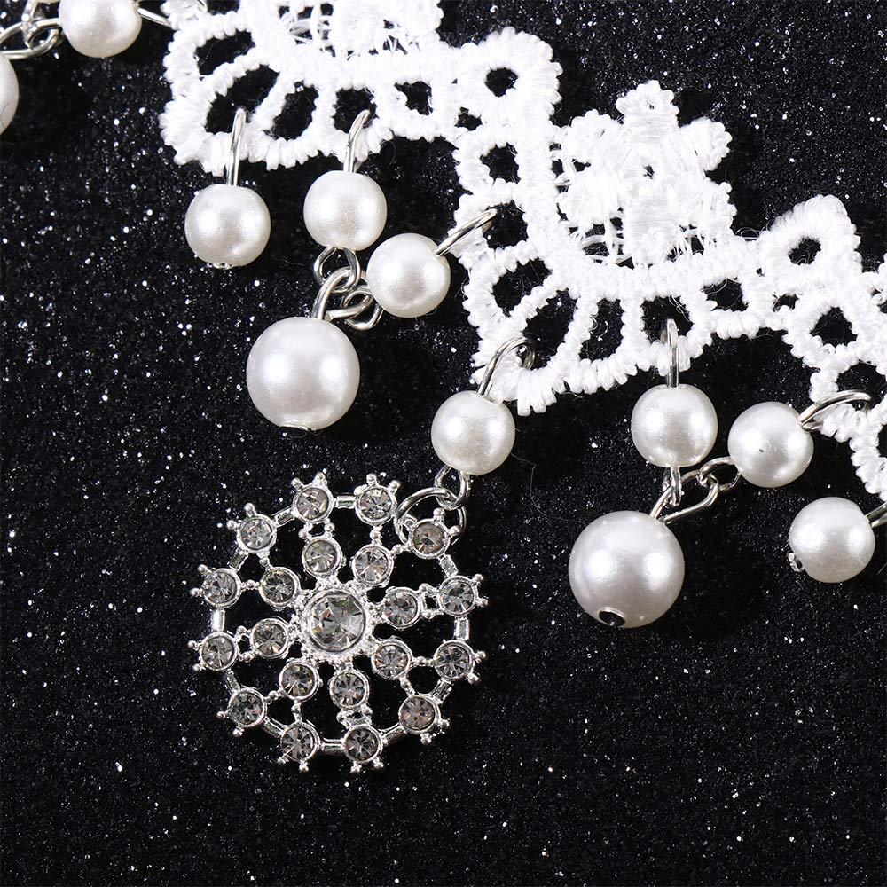 Women's New Hot Selling Lace Flower Chain Gift Jewelry Gothic Choker Beads Necklace White