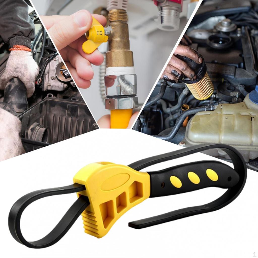 Adjustable Rubber Strap Wrench Jar Opener Accessory Portable Belt Plumbers Spanner Versatile