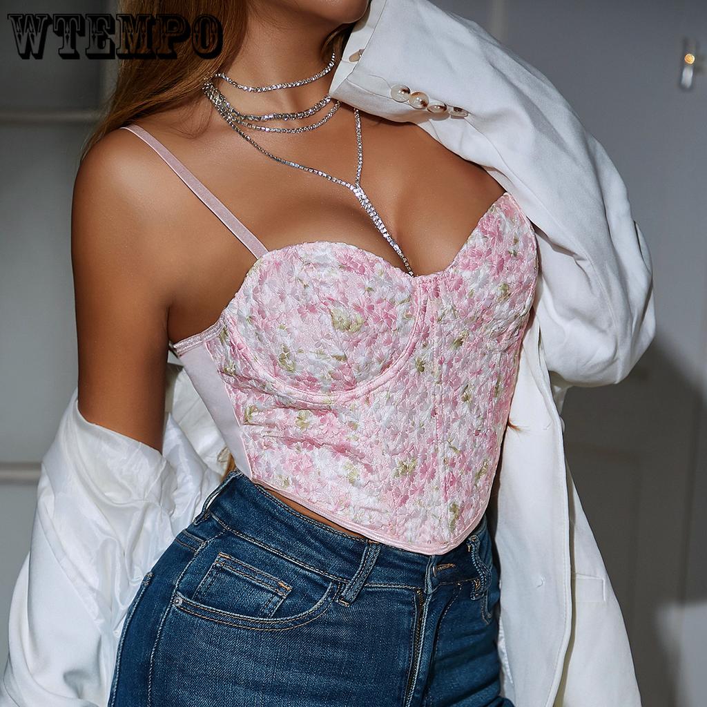Spring and Summer Lace Floral Fragments Texture Fabric Small Sling Sexy Hottie Small Vest