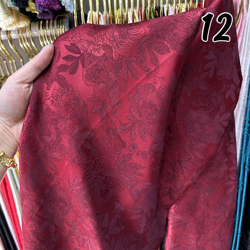 Two-color Embossed Peony Pattern Cheongsam Cloth Imitation Silk Skin Friendly Jacquard Fabric for Sewing Chinoiserie Hanfu Skirt