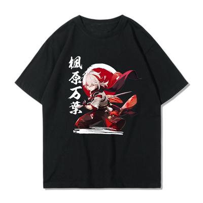 Футболка из 100% хлопка Genshin Impact Футболка женская Графические футболки Горячие Игровые Принты Топы для девочек Футболка с героями мультфильмов Футболки Kaedehara Kazuha