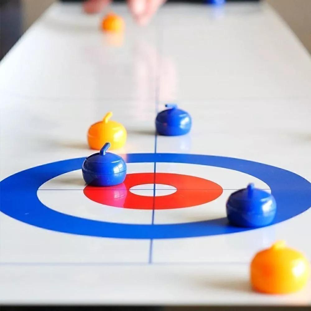 Mini Curling Table Parent Children Game Foldable Curling Board Game  for Adults, Kids