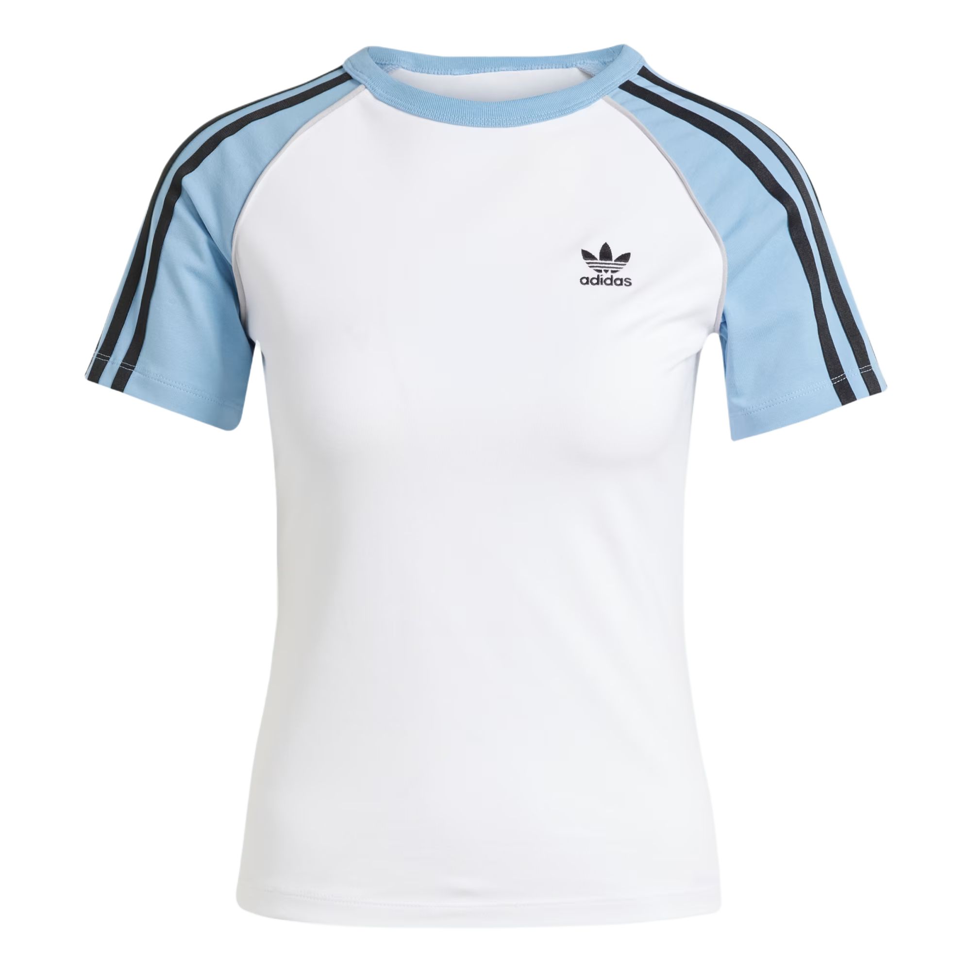 Adidas Originals Adicolor 3-Stripes Raglan Slim Fit Round Neck Short Sleeve T-Shirt Women tops JV7191 XS