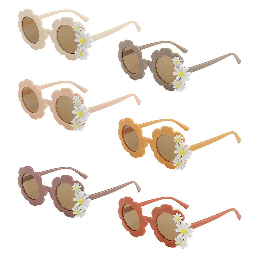 Солнцезащитные детские цветочные солнцезащитные очки с круглой оправой для девочек, модные детские солнцезащитные очки с маргаритками