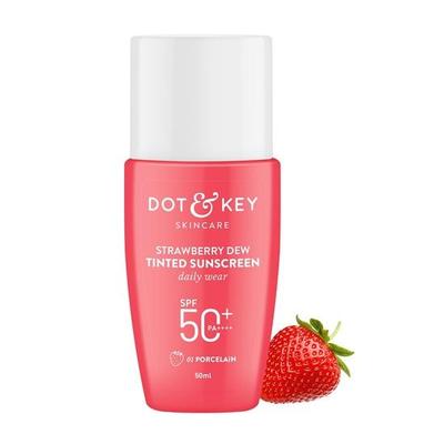 Dot & Key Strawberry Dew getönte Sonnencreme LSF 50+ Pa++++ – 01 Porcelain | Schutz vor UA/UB | Breitbandspektrum, Wasser | 50ml