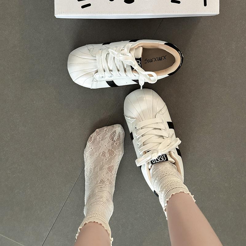 Fashion Retro Versatile Ugly Cute Big Head German Training Shoes Women's Autumn Flat Comfortable White Shoes Casual Shoes Muffin Shoes