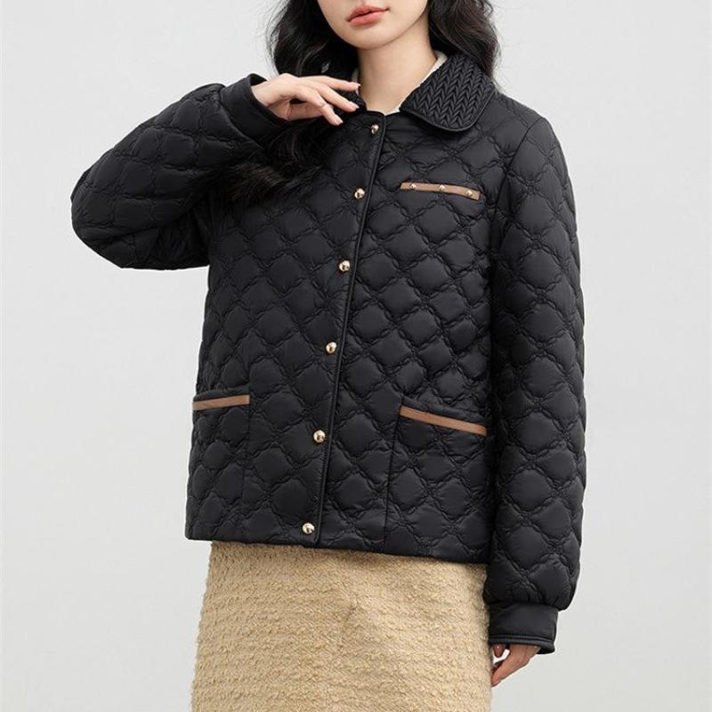 New Autumn and Winter Fashionable Rhombus Plaid Light Cotton Coat for Women with Short Down Jackets and Jackets for Small People