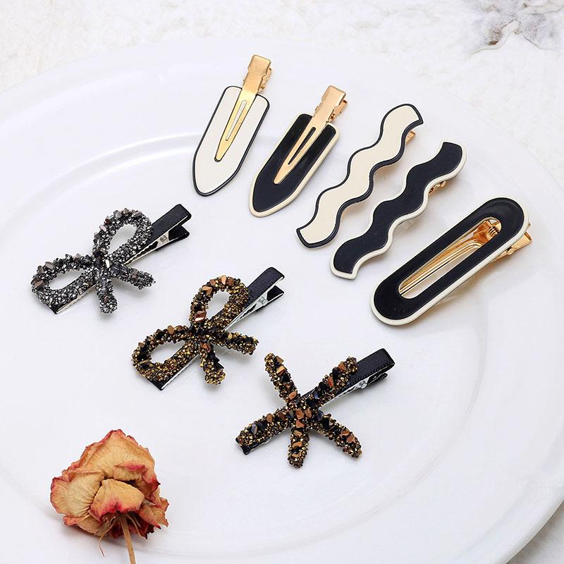 Light Luxury Rhinestone Bow Hairpin, High-End Bangs Clip, Side Headgear Hairpin, Hair Clip, Female