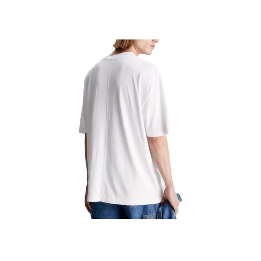 Calvin Klein Crew Neck Letter Print Pullover Short Sleeve T-Shirt Men Tops White J30J325427-YAF