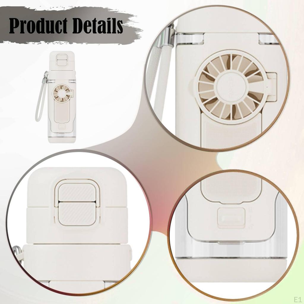 Bottle with Fan Adjustable Speeds Portable USB Handheld Removable for Outdoor Hiking Travel