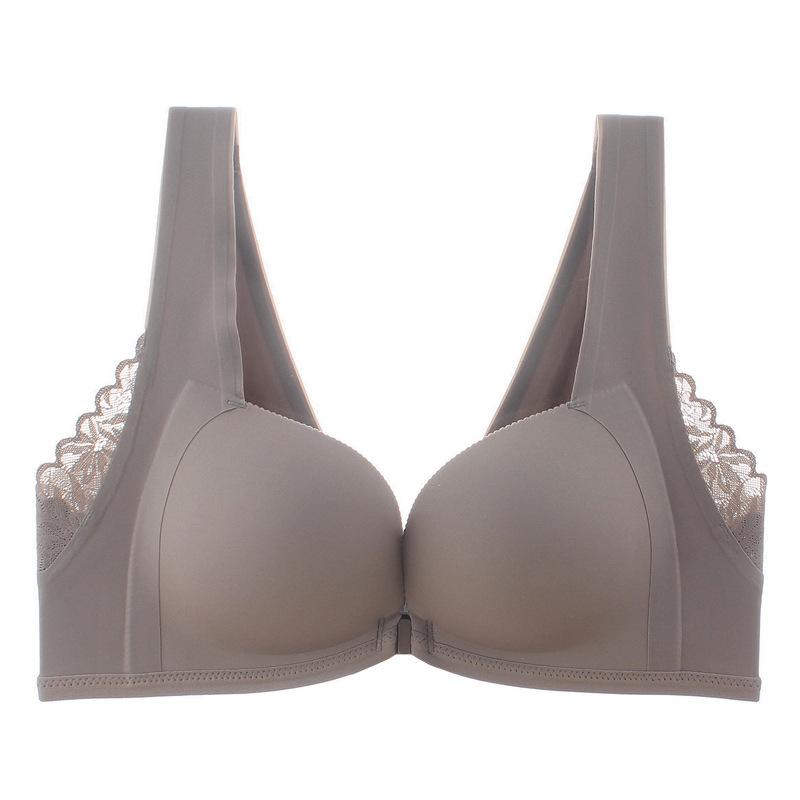 Genuine explosive product, new front buckle, beautiful back gathering bra, lace without steel ring, small chest showing large underwear thickness