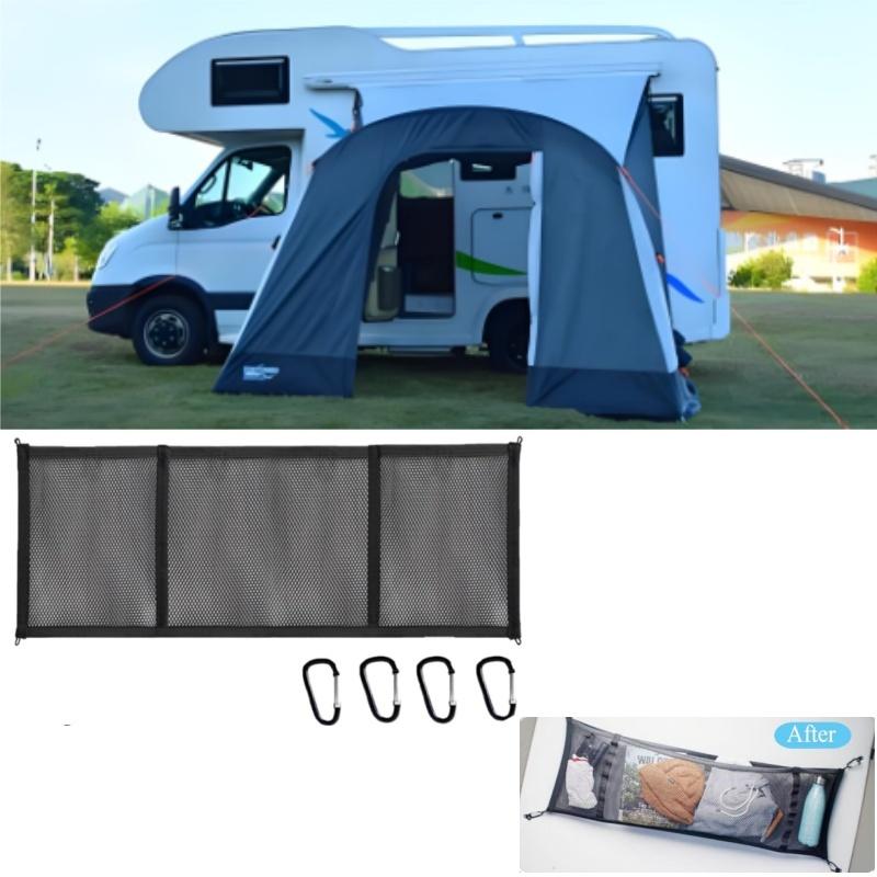 RV Roof Elastic Nylon Mesh Storage Net Bag With 4 Hooks Luggage Net For VW T5 T6 Beach California Multivan Caravelle Bulli