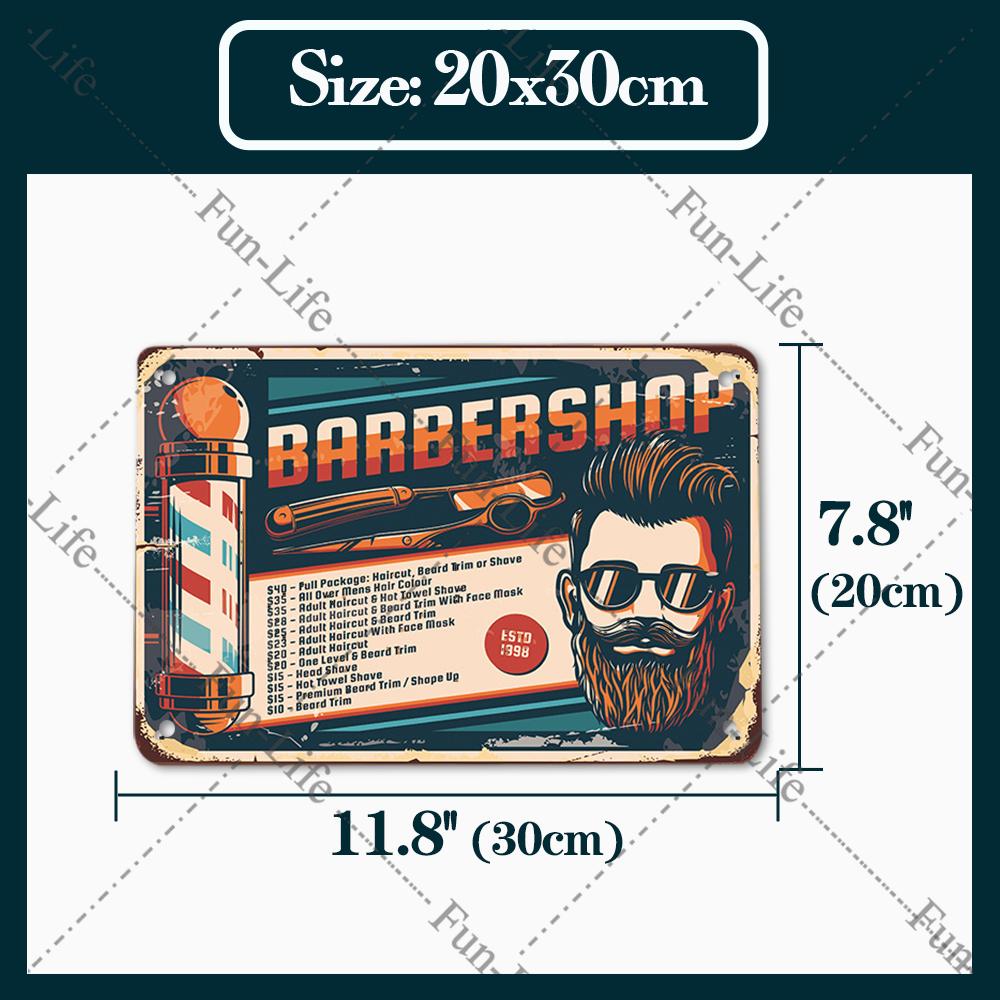 2024 New Barbershop Retro Plate Poster Vintage Home Decor Retro Metal Tin Signs Pub Car Garage Wall Art Home Decor 20x30cm