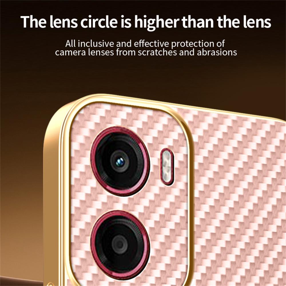 For Motorola Moto G05 4G/E15 4G Phone Case Carbon Fiber Textured Electroplated TPU Back Cover