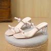 Fashion Square Headed Slippers for Women's 2025 New Summer High Heels Thick Heels Cool Slippers Sweet Bow Fashionable Sandals Women