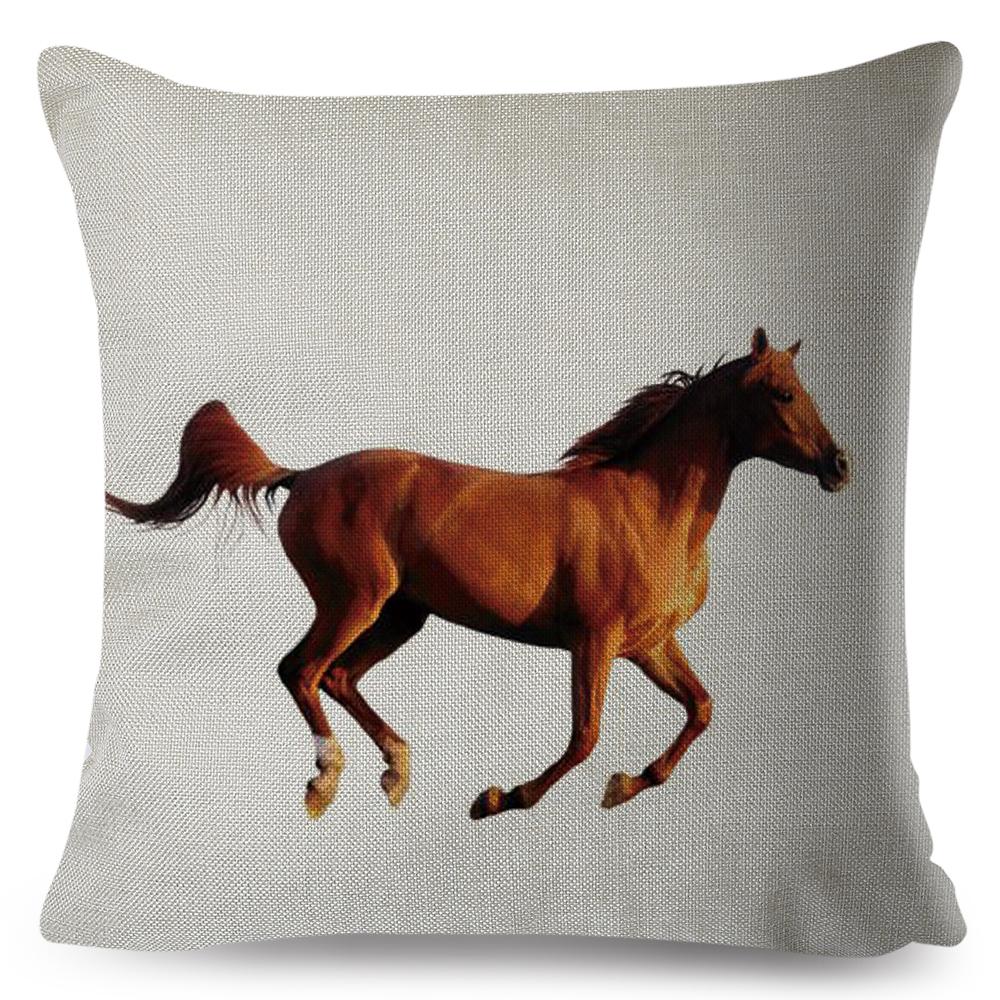 Elegant Running Horse Cushion Cover Graceful Gallop Pose Soft Decorative Square Pillow Modern Living Room Bedroom Decor xcm