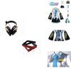 Hatsune Miku Vocaloid Pu Cosplay Top Vestito Cravatta Set Per Spettacolo di Natale
