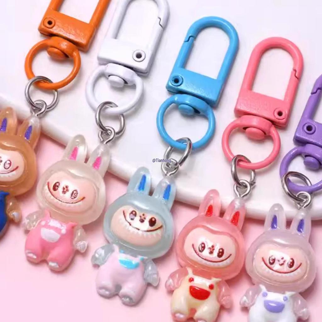 Glow-in-the-Dark Labubu Cartoon Keychain - Cute Bag Charm & Colorful Student Card Accessory