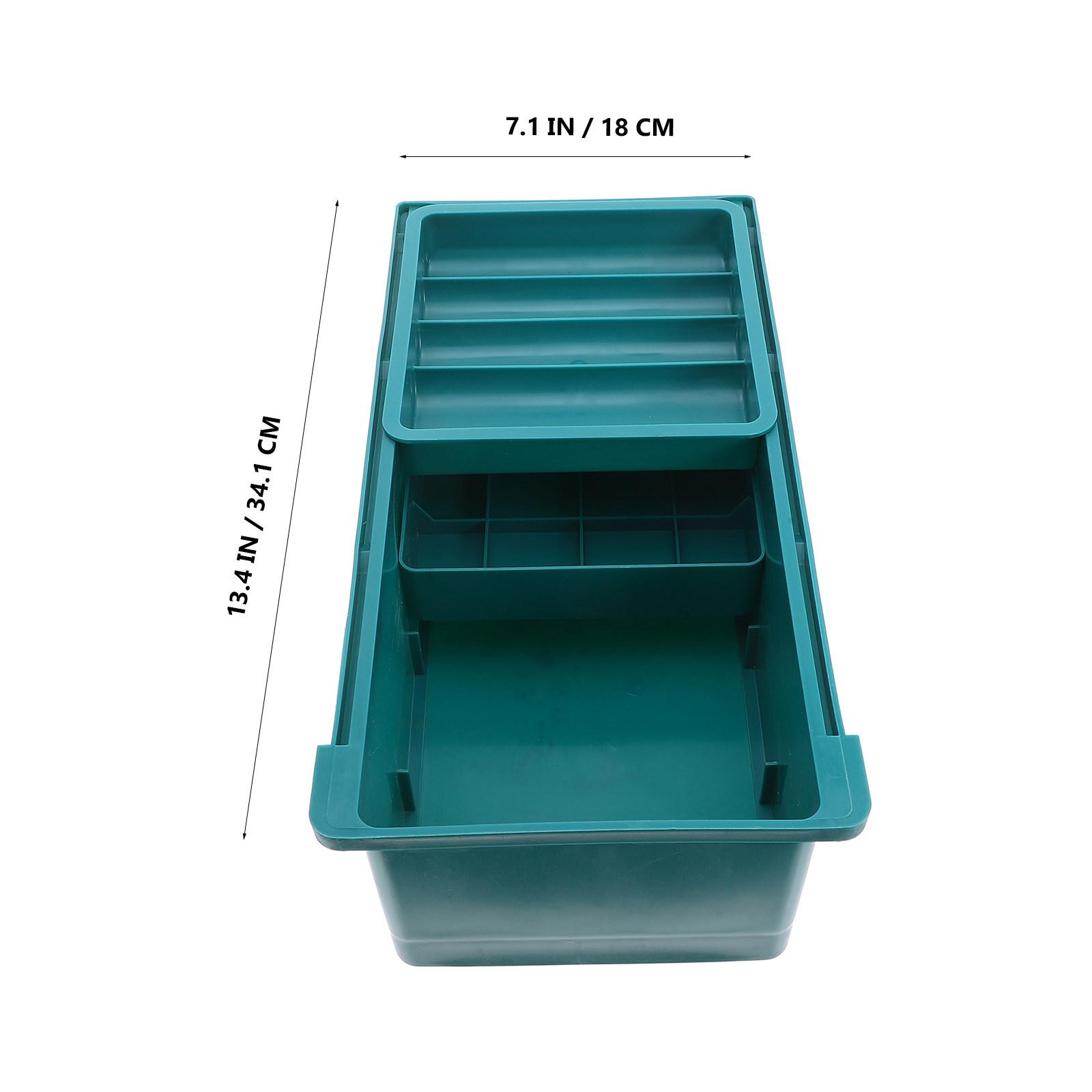 Large Capacity Plastic Under Desk Drawer Storage Box Three-Layer Organizer for Sewing Tools Desktop Storage Box зелёный