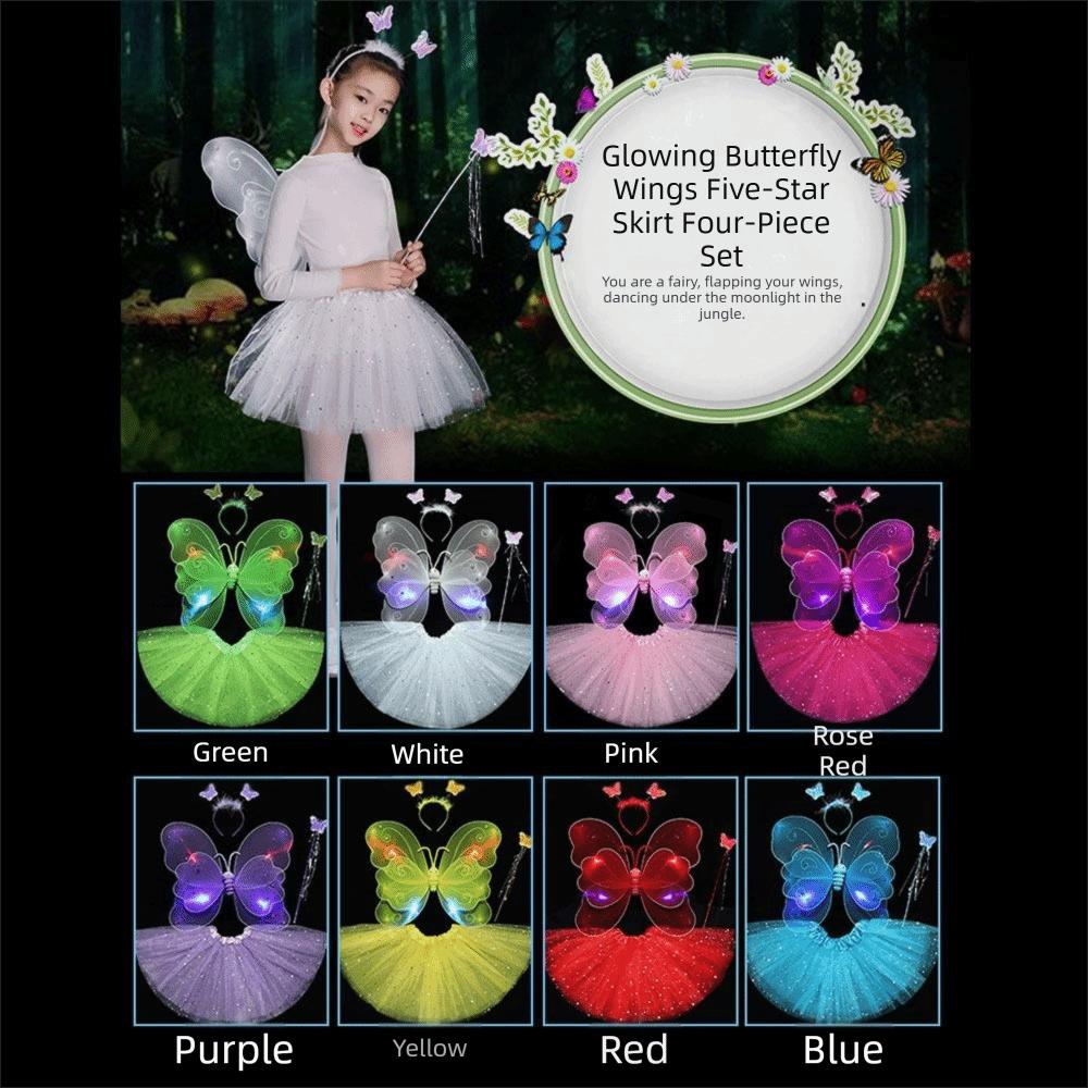 Funny Glowing Butterfly Wings Luminous Princess Dress Costume  Birthday Gift