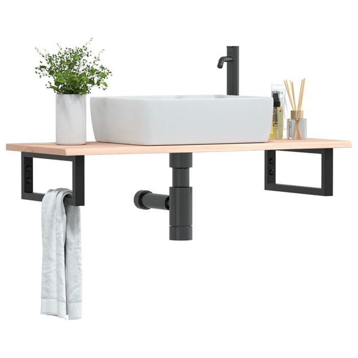 VidaXL Wall-mounted Vanity Shelf Steel and Solid Oak Wood 3302549
