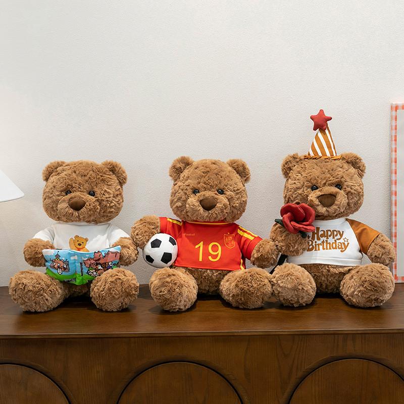 Cute Teddy Bear Hugging Flower Soccer Reading Cartoon Plush Toy For Kids Gift