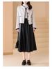 Hepburn Style A-Line Matte PU Leather Skirt: Retro Mid-Length, Elastic Waist, Large Swing, Autumn/Winter
