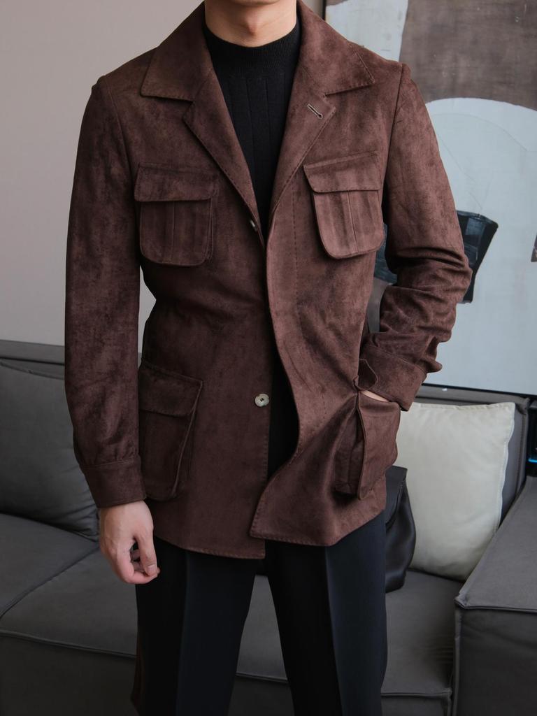 Odzież Ruishen: Stylowa męska retro zamszowa jesienna kurtka myśliwska