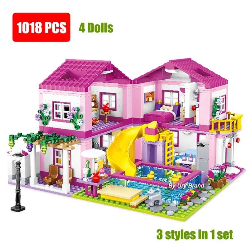 Sluban Friends City House Princess Castle Sets for Girls Apartment Garden Casa Villa Building Blocks Figures Toys Kids DIY Gifts