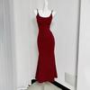 Schwarz Rot Maxi Kleid Frauen Elegante Hot Girl Hohl Schmetterling Retro Hosenträger Ärmelloses Kleid Weibliche Taille Sexy Mädchen Langes Kleid