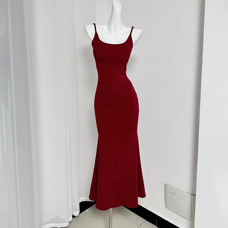 Rochie Maxi Neagră Roșie Femei Elegantă Hot Girl Hollow Butterfly Retro Bretele Rochie fără mâneci Femei Talie Sexy Fată Rochie lungă