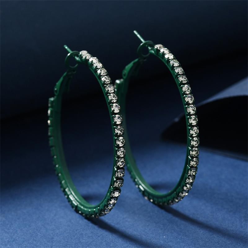Exaggerated Sparkly Rhinestone Hoop Geometric Earrings Hook for Women Big Round Pierced Earrings Wedding Party Jewelry Gifts