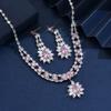 3PC Women's Fashion Zircon Geometric Flower Fresh Necklace Earring Zircon Set Design Sense Set Daily Wear Holiday Gift