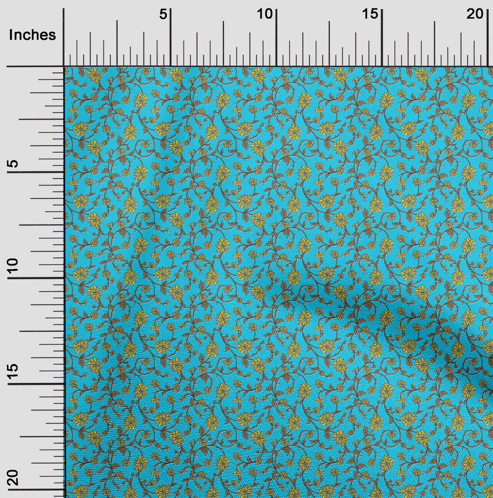 oneOone Cotton Cambric Marzipan Fabric Leaves & Flower Floral Sewing Material Print Fabric By The Yard 42 Inch