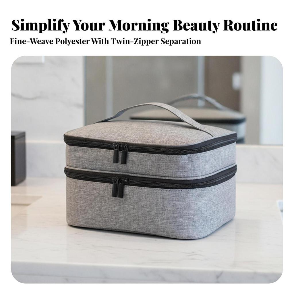 Cosmetic Bag with Carry Handle | Portable, Lightweight, Multi-Compartment Nail