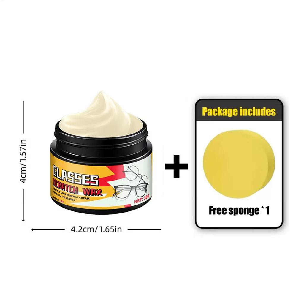 Lens Scratch Remover 30g Long-Lasting Cleaner Polishing with Sponge Eye Glass Scratch Remover for Cleaning Car Fog Watch Screen