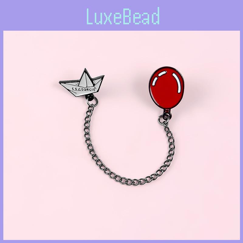 Adorable Cartoon Chain Jewelry Brooch Featuring Cute Red Balloon And Boat Design